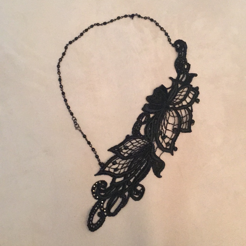 Unique Black Lace Bead Choker Necklace